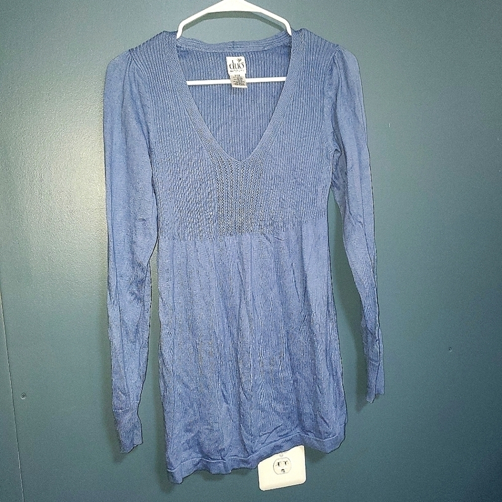duo Maternity Blue V-Neck Sweater